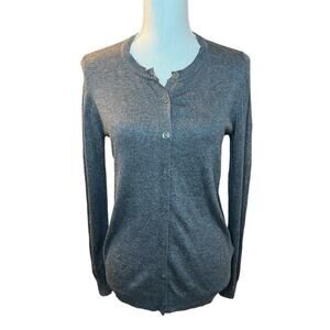 Nicole miller gray cardigan sweater preppy causal neutral minimalist